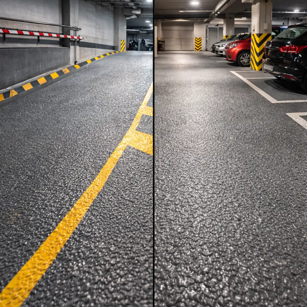 Kaymaz portakal kabuğu epoksi otopark ve rampa zemin kaplaması