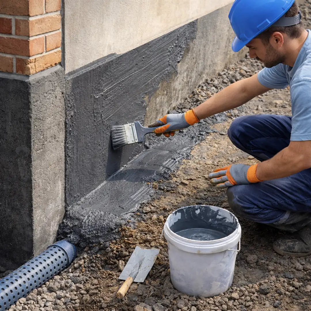 Rutubetli duvarlarda negatif su yalıtımı uygulaması ve nem kesici kaplama sistemi detay görüntüsü&nbsp;