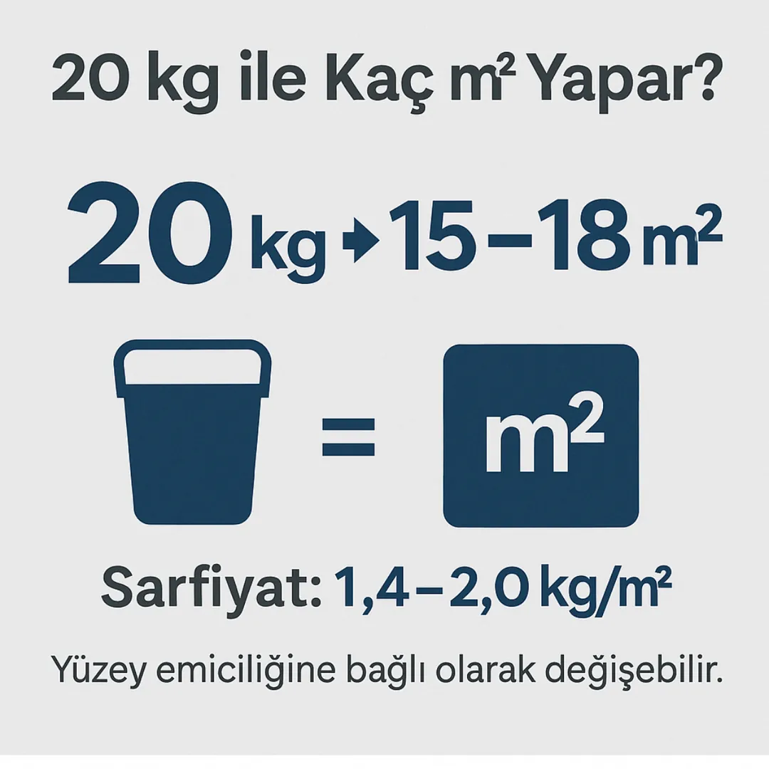20 kg poliüretan ile kaç m2 yapılır – tüketim hesabı infografik