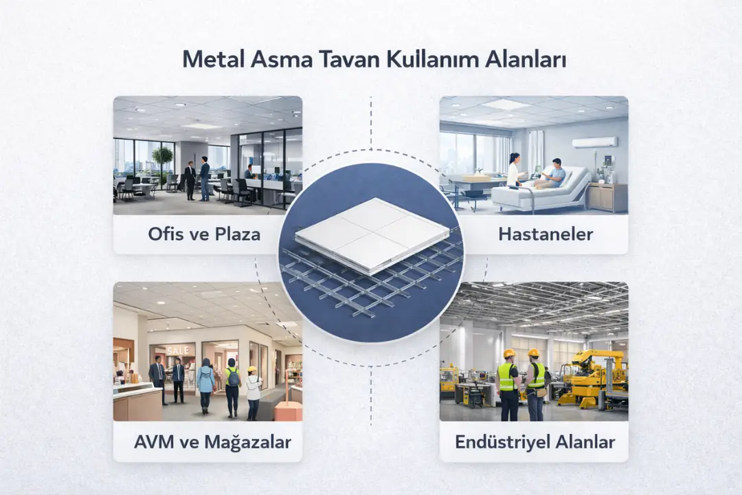 Metal asma tavan kullanım alanları ofis hastane AVM endüstriyel alanlar&nbsp;