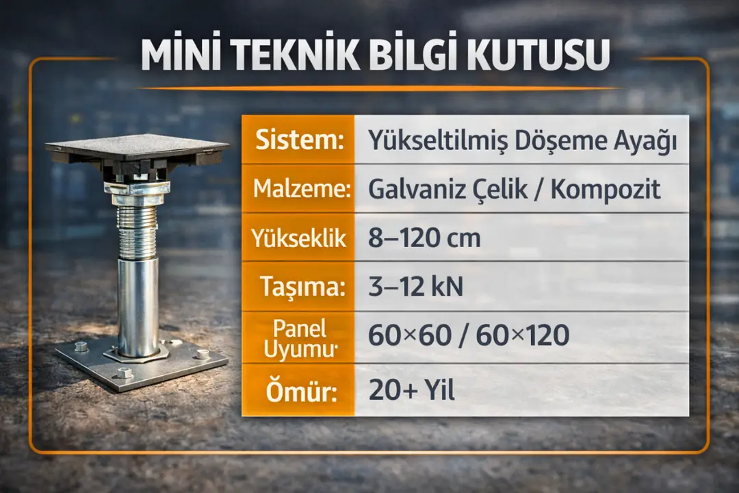 Yükseltilmiş döşeme ayakları mini teknik bilgi kutusu 2026&nbsp;