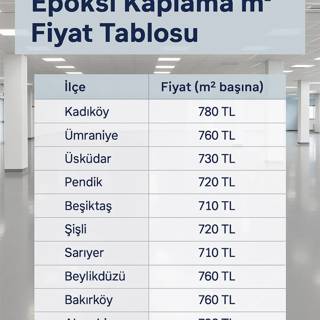İstanbul ilçelerine göre epoksi kaplama m² fiyat tablosu – Dek-Mar 2025