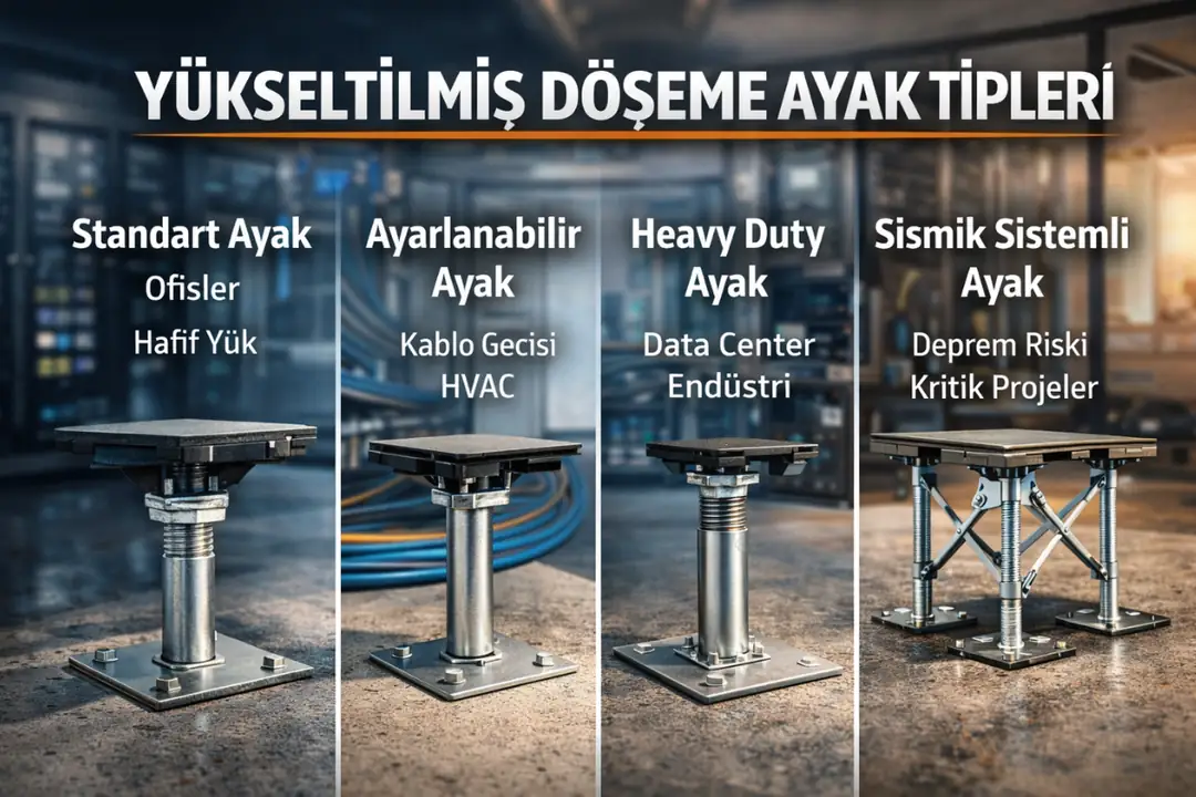 Yükseltilmiş döşeme ayak tipleri ve kullanım alanları&nbsp;
