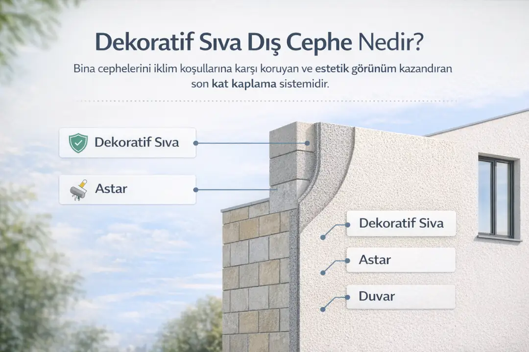 Dekoratif sıva dış cephe nedir – bina cephesinde koruma ve estetik sağlayan son kat kaplama sistemi&nbsp;
