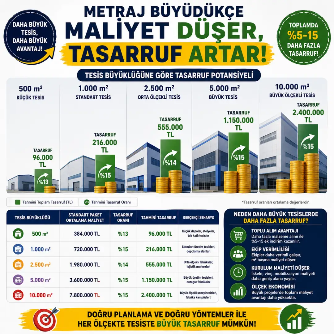 Metrekare büyüdükçe fabrika boyama maliyet avantajı tasarruf hesaplaması&nbsp;