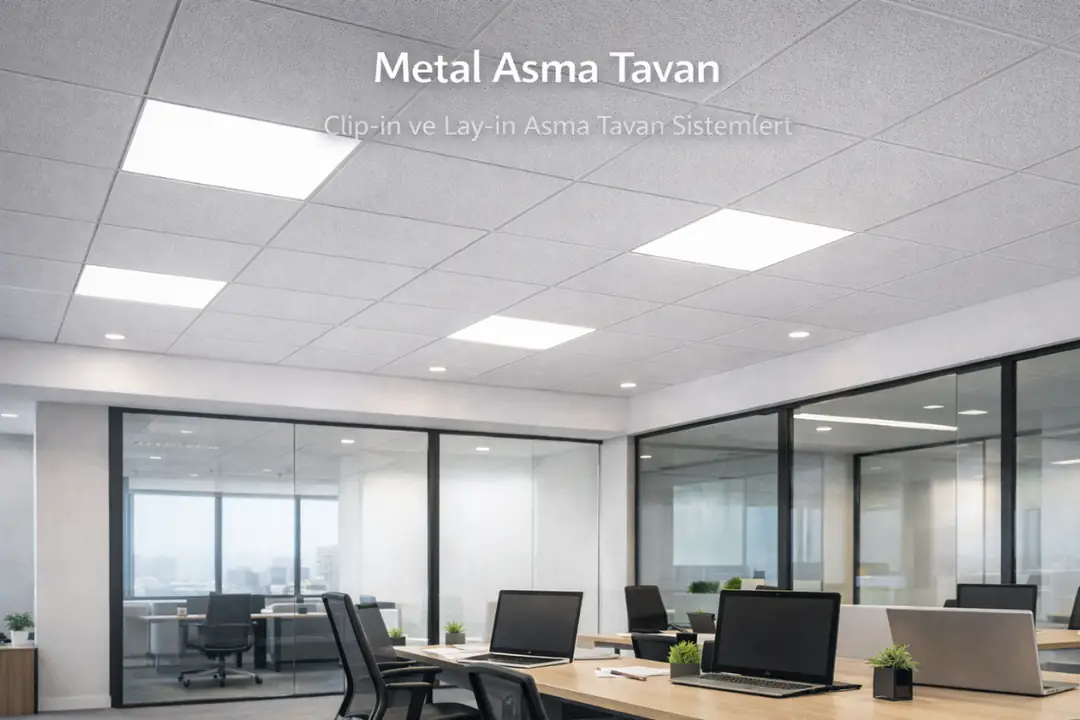 Ofisler için metal clip-in ve lay-in asma tavan sistemleri