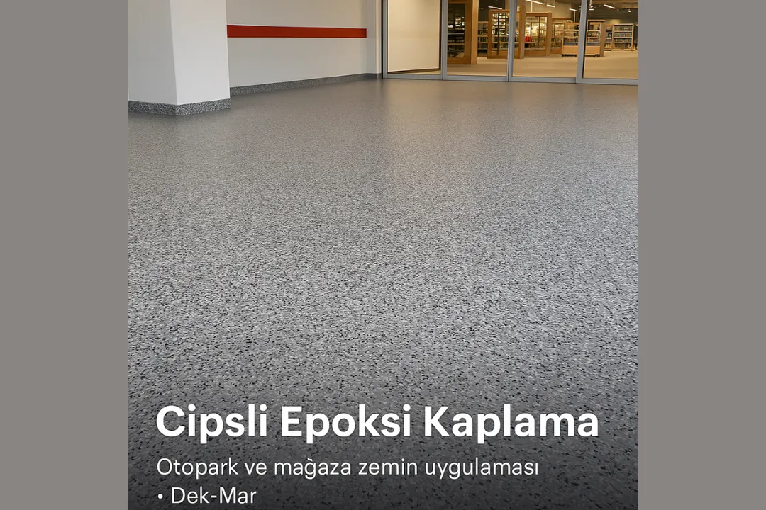 Cipsli epoksi kaplama – otopark ve mağaza zemin uygulaması – Dek-Mar 