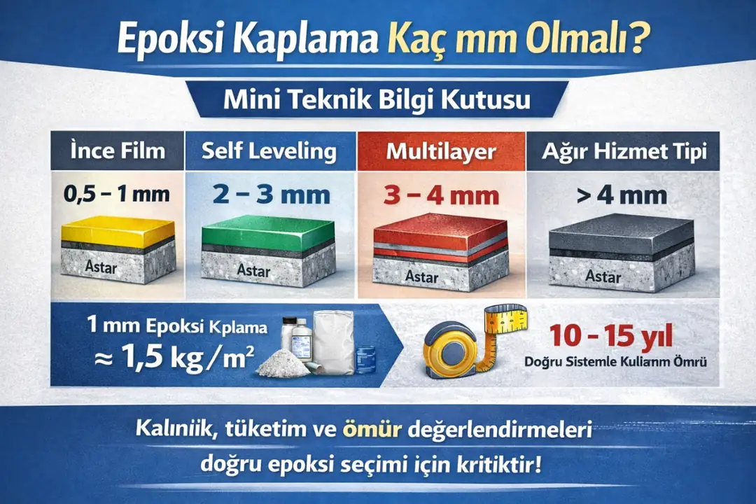Epoksi kaplama mm değerleri, malzeme tüketimi ve teknik ömür bilgileri&nbsp;