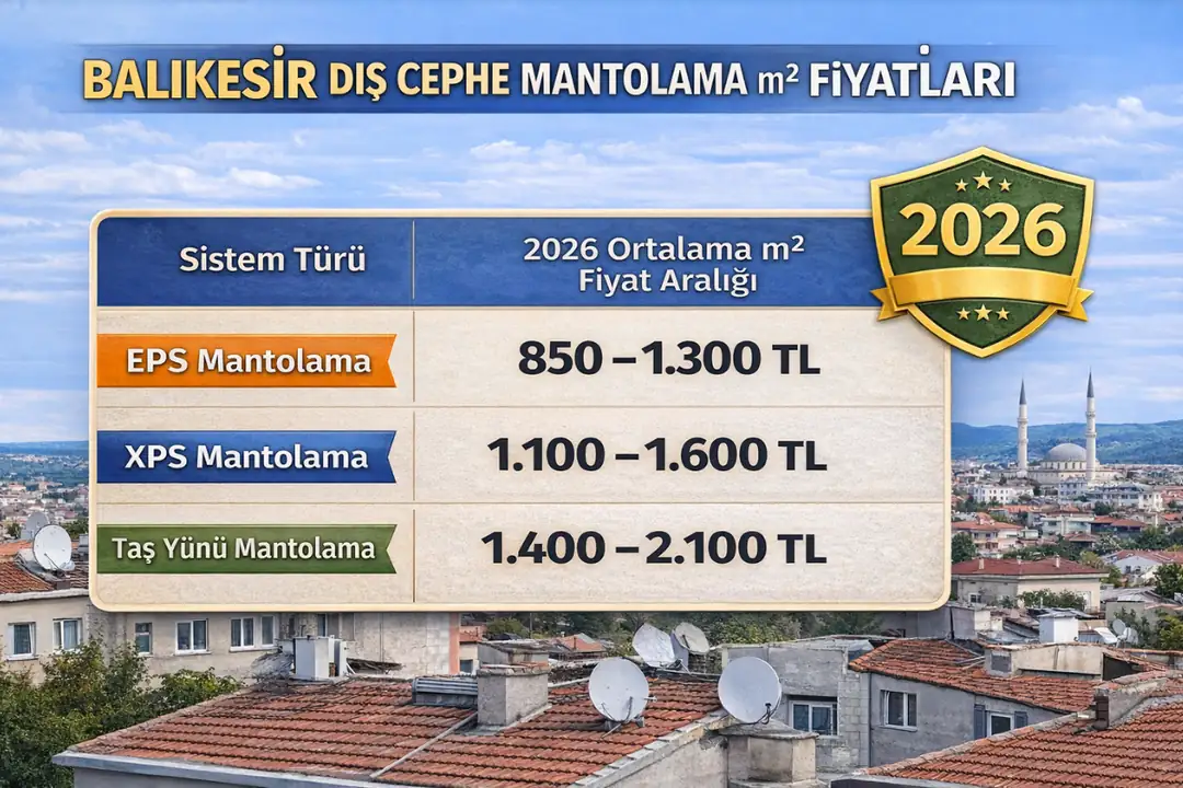 Balıkesir 2026 dış cephe mantolama m2 fiyatları ve sistem karşılaştırması