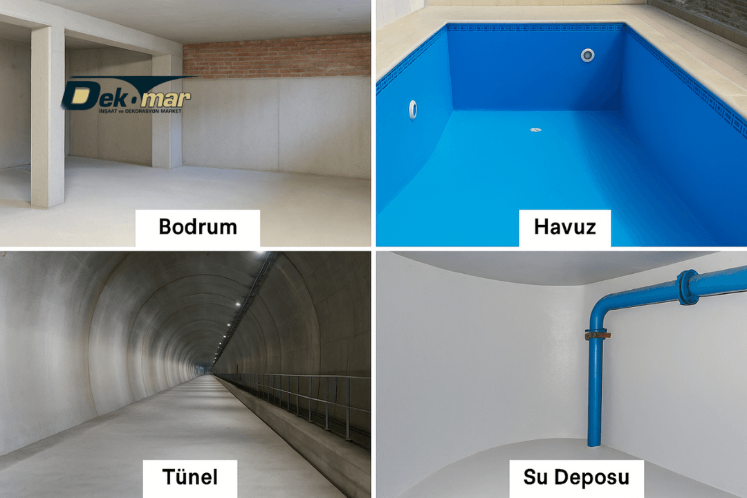 Köster NB Sistem kullanım alanları – bodrum içten yalıtım, havuz izolasyonu, tünel ve su deposu uygulamaları