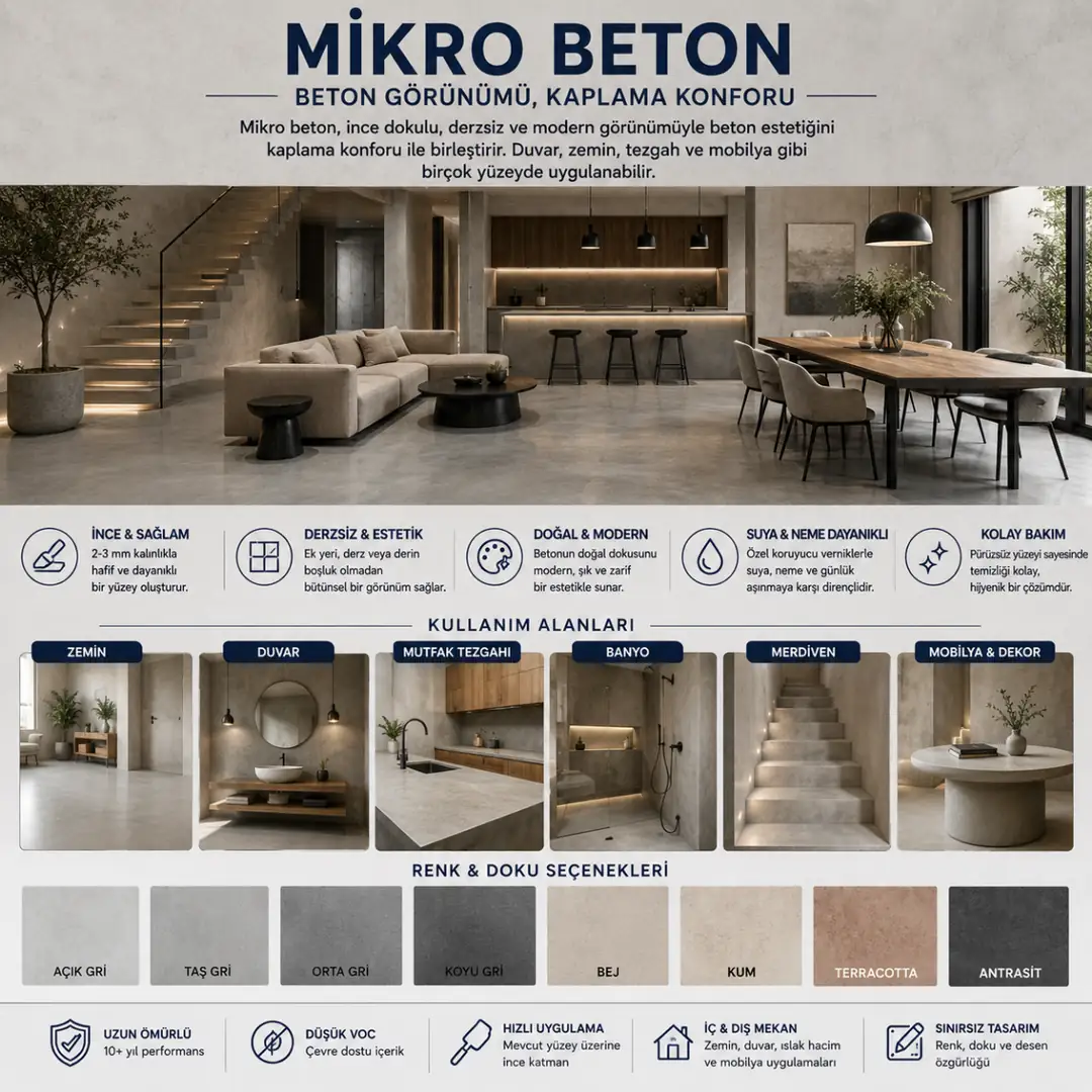 Mikro beton zemin kaplama uygulaması&nbsp;