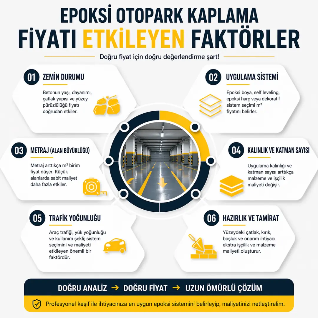 Epoksi zemin kaplama fiyatını etkileyen faktörler nelerdir grafik anlatım&nbsp;