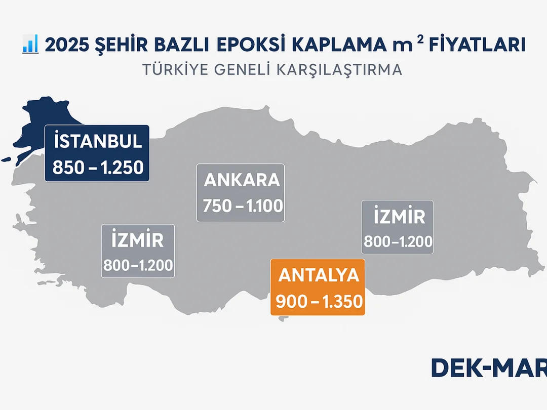 İstanbul, Ankara, İzmir, Bursa, Antalya epoksi kaplama m2 fiyat karşılaştırması – 2025 – Dek-Mar 