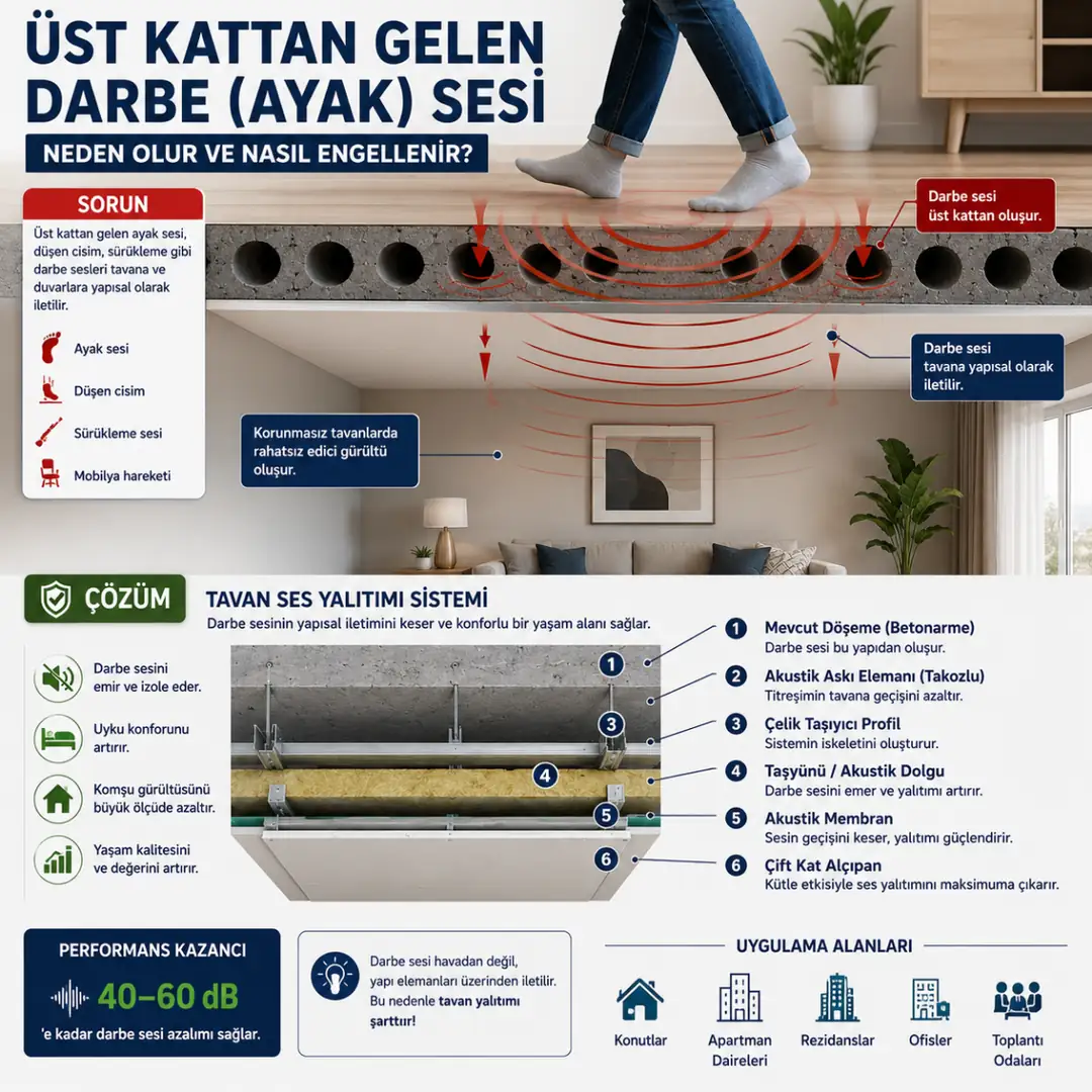 Üst kattan gelen ayak sesi ve tavan yalıtımı çözümü