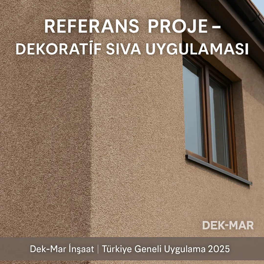 Dek-Mar İnşaat referans projesi – dış cephe dekoratif sıva uygulaması 2025 – profesyonel hizmet örneği