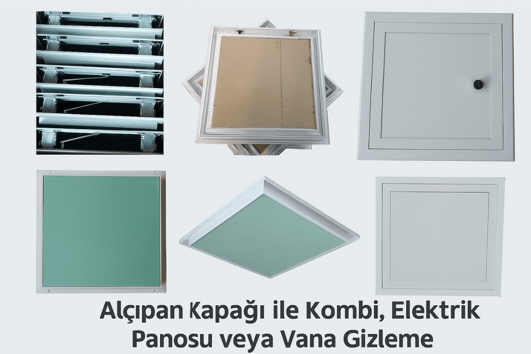 Alçıpan kapak sistemleri ile kombi, elektrik panosu ve vanaları gizleyerek estetik ve fonksiyonel çözümler sunan modern montaj örnekleri. 