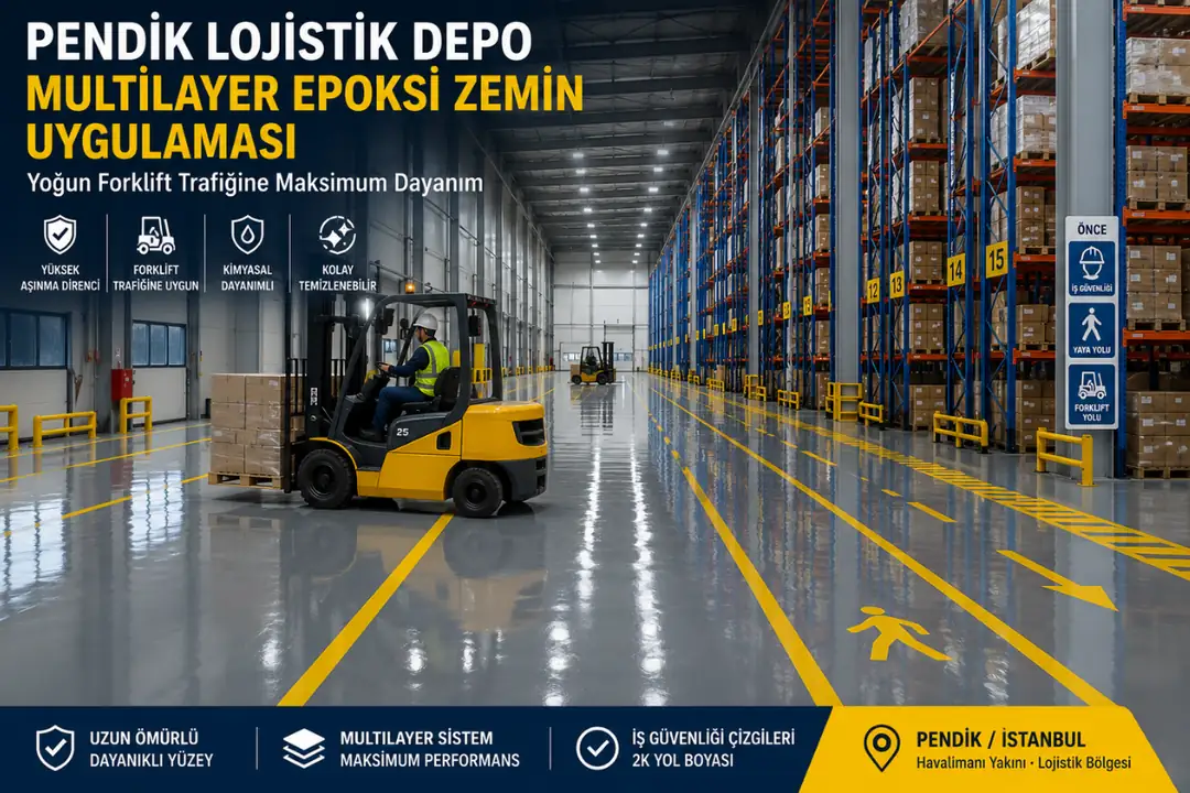 Pendik lojistik deposunda multilayer epoksi zemin uygulaması