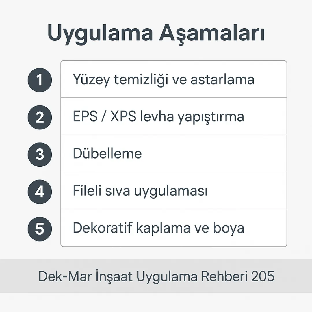 Gebze mantolama uygulama aşamaları – EPS XPS dübelleme ve fileli sıva işlemleri.
