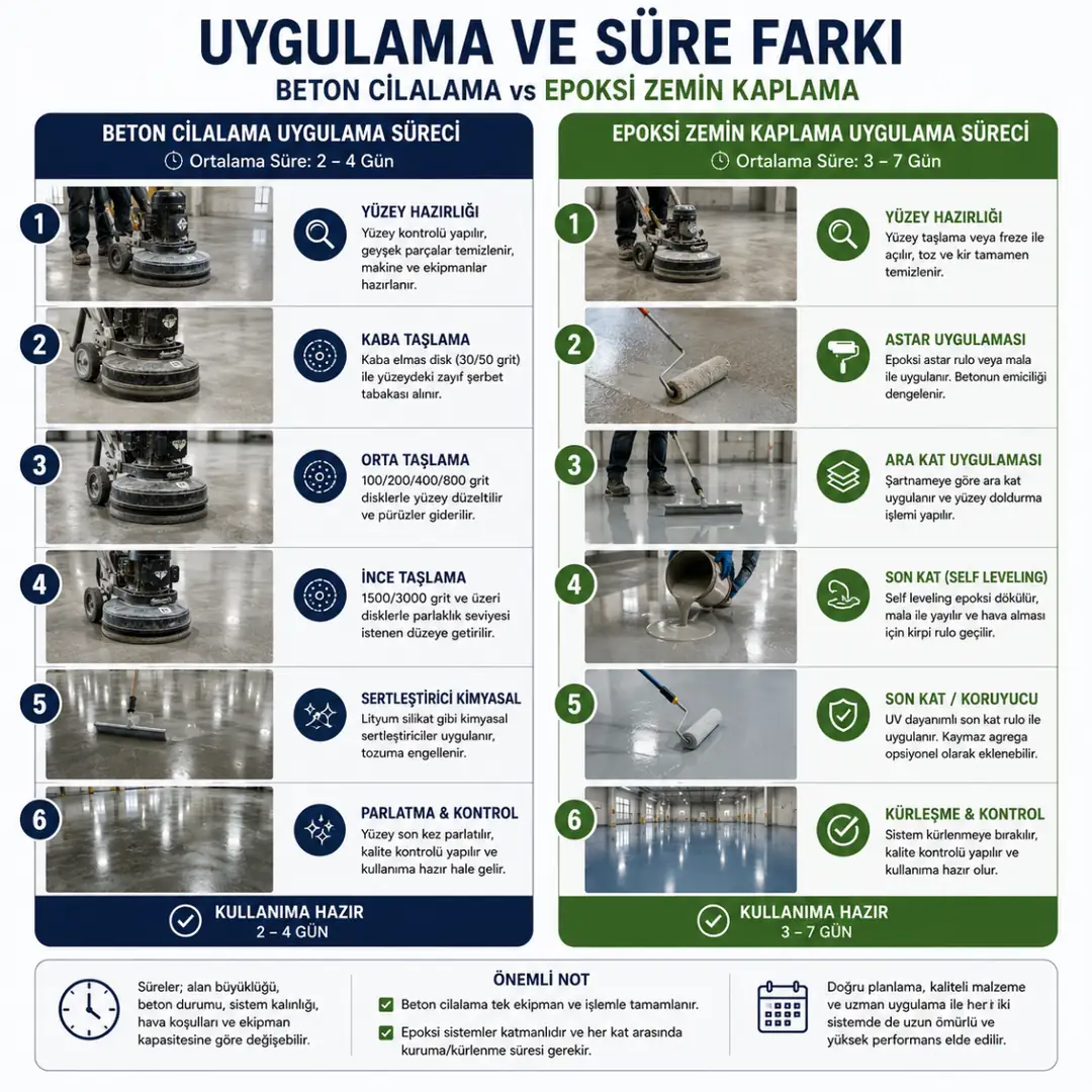 Epoksi ve beton cilalama uygulama süreçleri&nbsp;