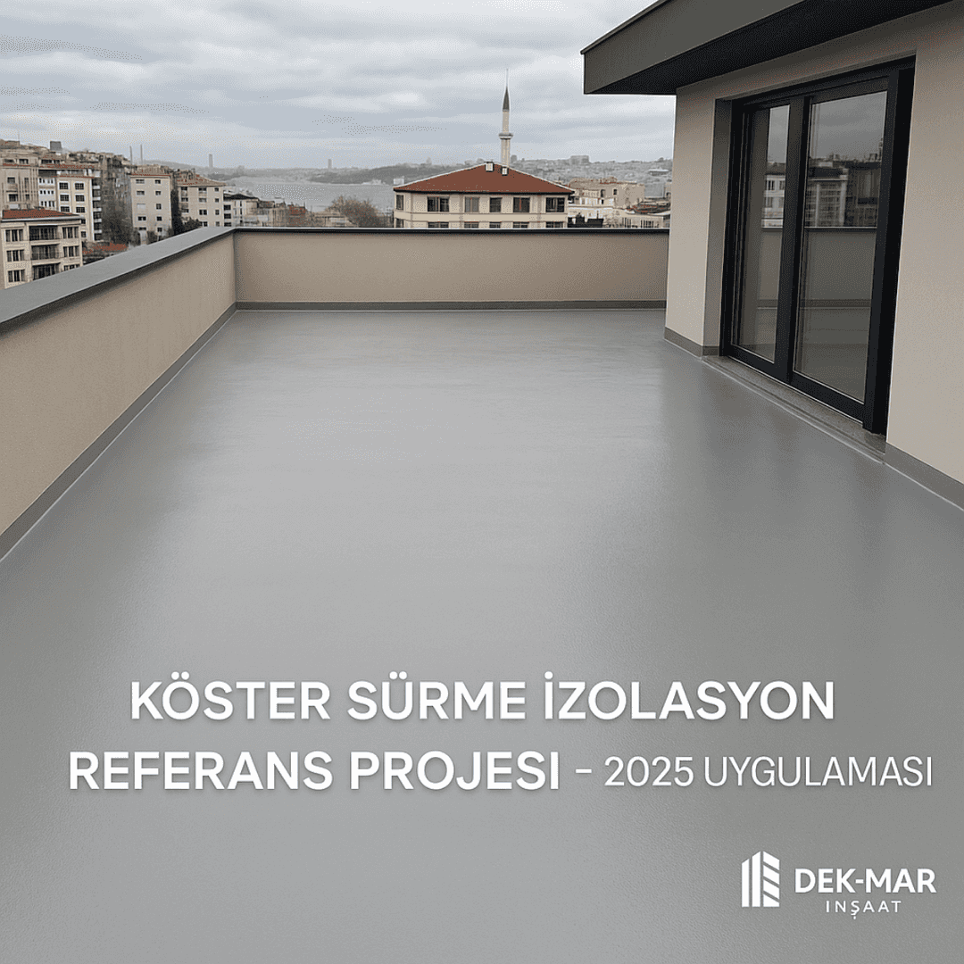 Dek-Mar İnşaat tarafından tamamlanmış Köster sürme izolasyon referans projesi – 2025 uygulaması. 
