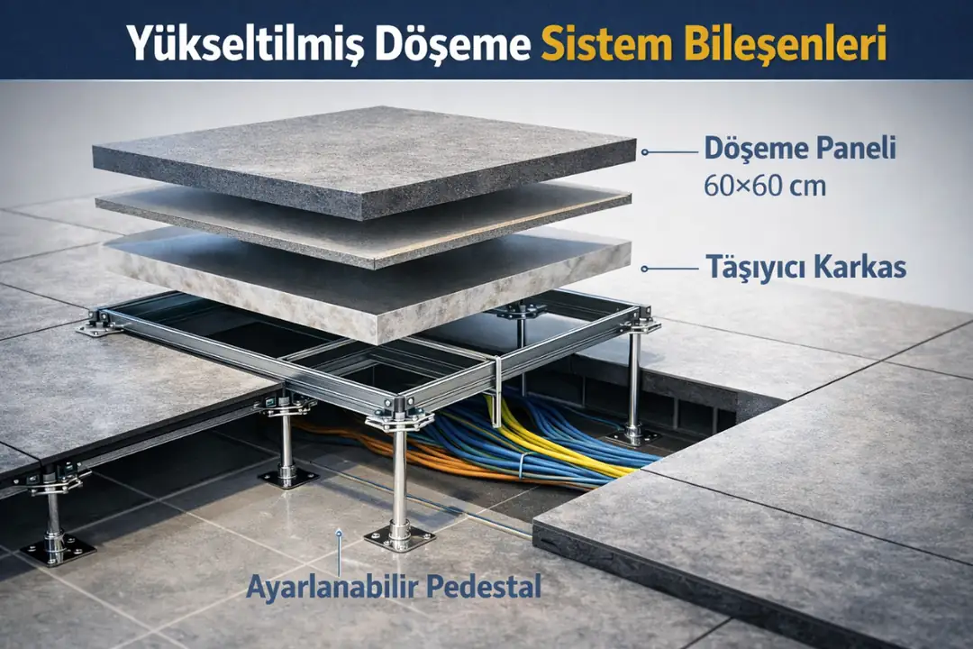 Yükseltilmiş döşeme panel, ayak ve taşıyıcı sistem bileşenleri&nbsp;