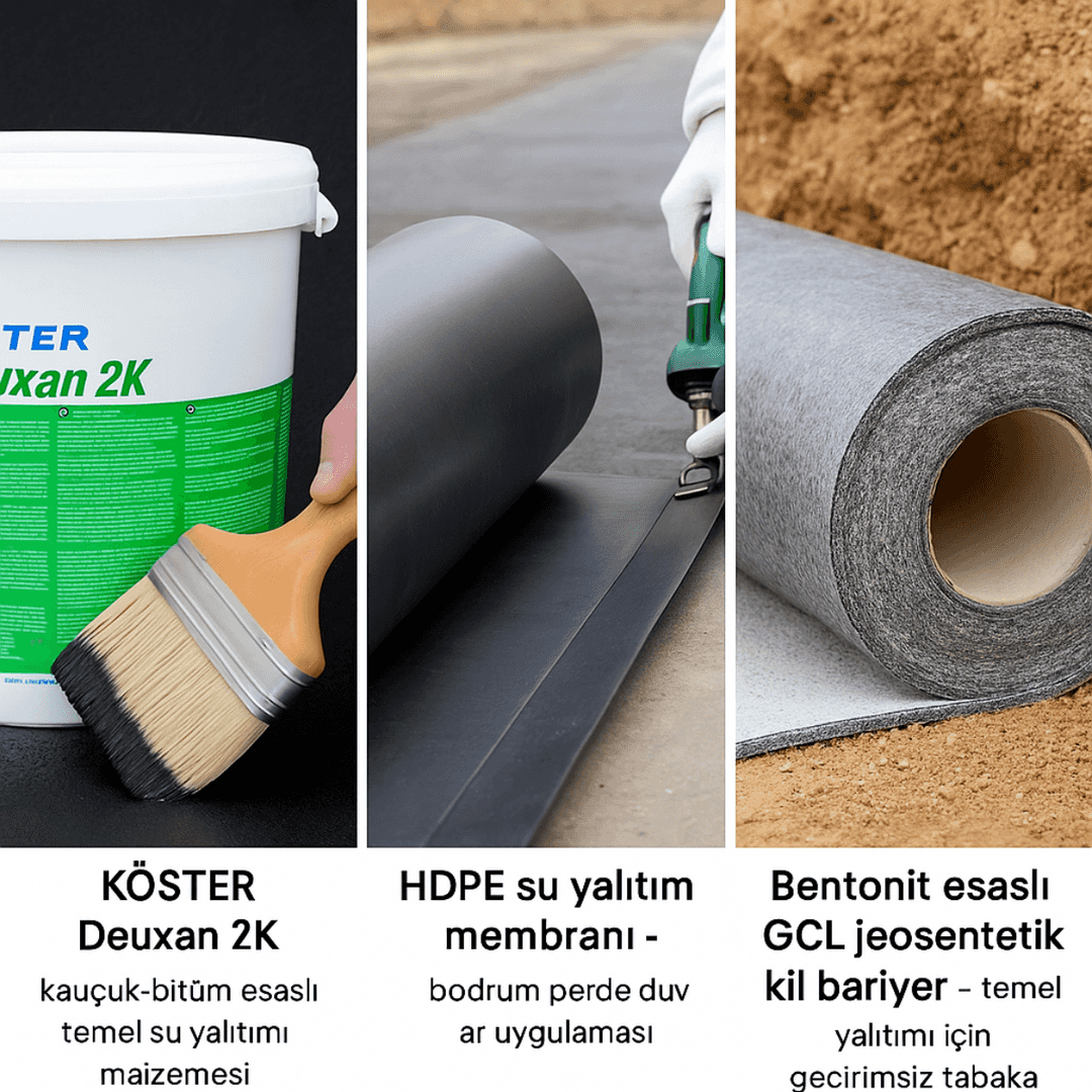 KÖSTER Deuxan 2K, HDPE membran ve GCL bentonit kil bariyer – bodrum ve temel su yalıtımı için profesyonel malzeme serisi.