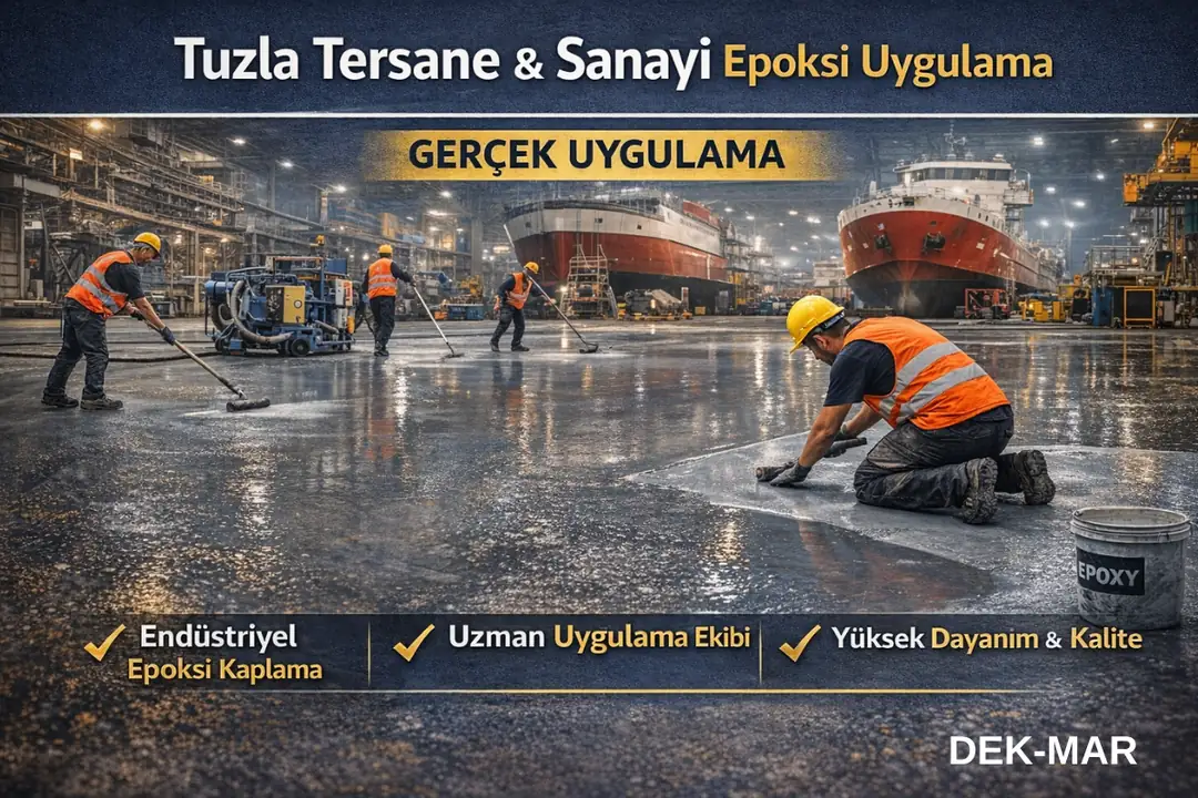 Tuzla tersanede profesyonel epoksi zemin kaplama uygulaması&nbsp;