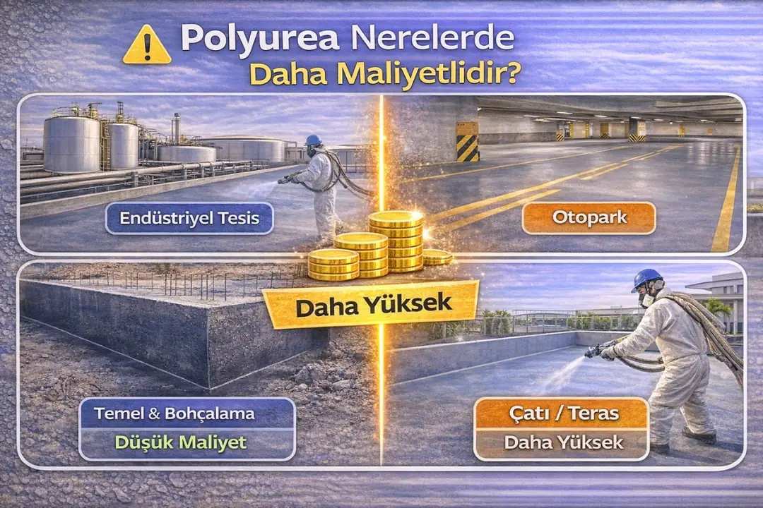 Polyurea fiyatları uygulama alanına göre değişir, endüstriyel alanlar daha maliyetlidir.&nbsp;