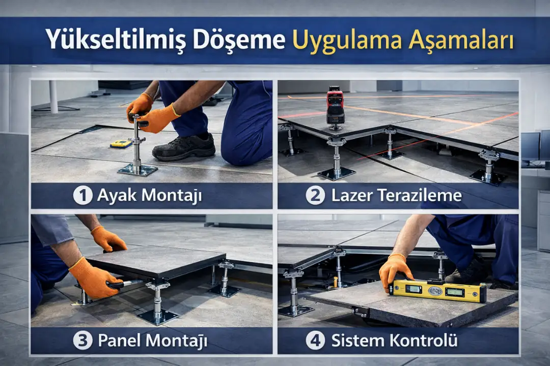 Yükseltilmiş döşeme uygulama aşamaları ve işçilik detayları&nbsp;