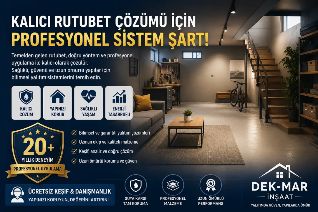 Profesyonel su yalıtımı sonrası kuru ve sağlıklı bodrum yaşam alanı&nbsp;