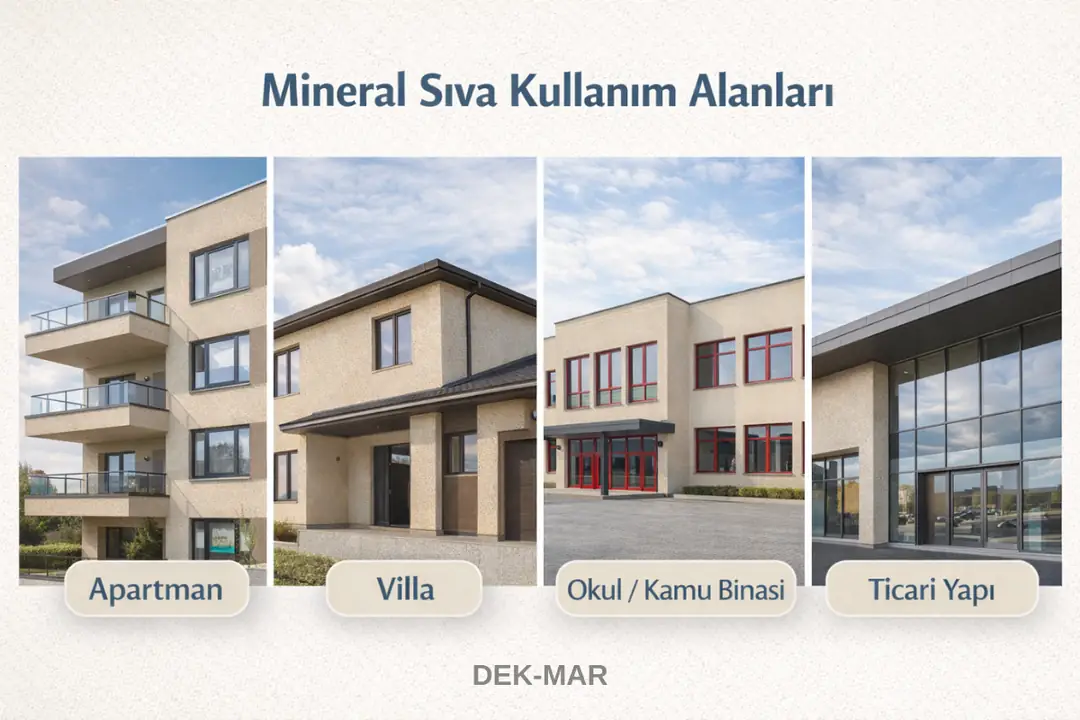 Apartman, villa ve ticari yapılarda mineral sıva dış cephe kullanım alanları&nbsp;
