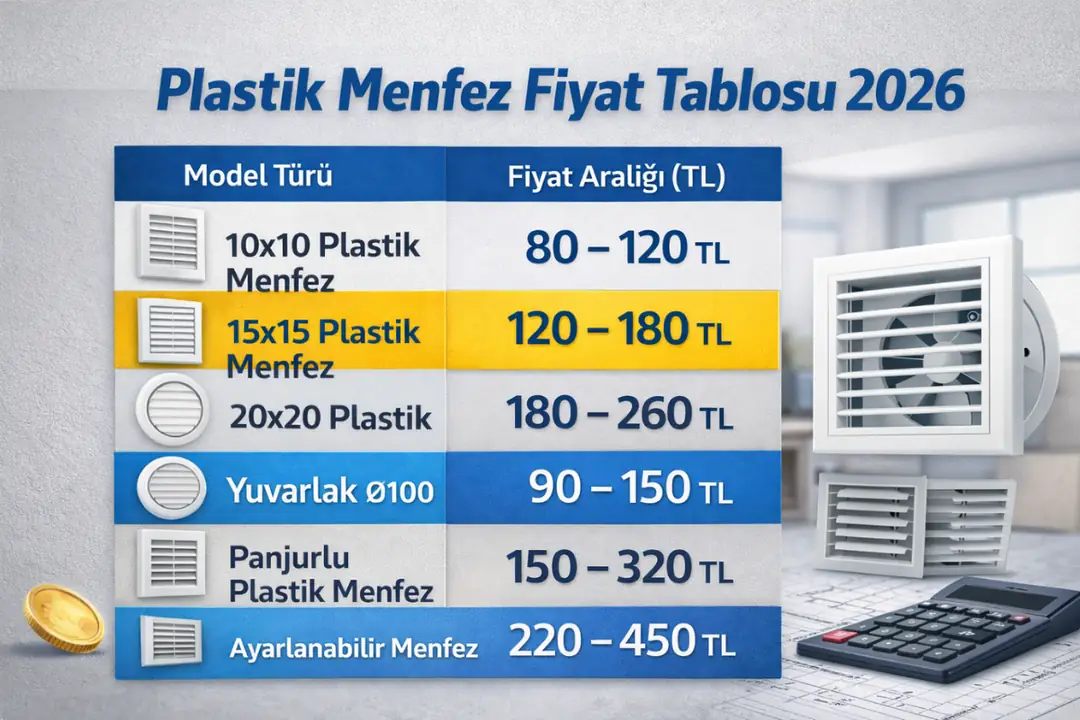 Plastik menfez fiyat tablosu 2026 ölçü ve modele göre fiyatlar&nbsp;