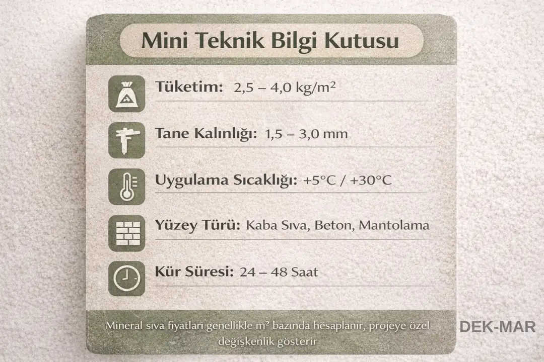 Mineral sıva teknik özellikleri – tüketim, tane kalınlığı ve uygulama koşulları&nbsp;