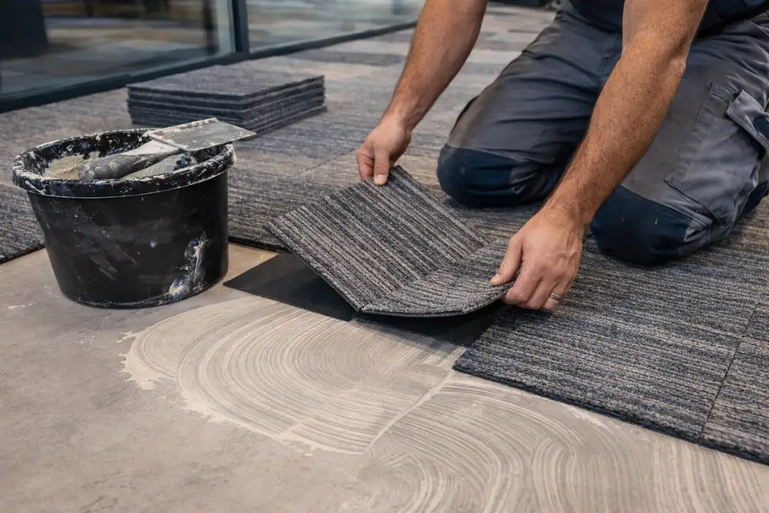 İstanbul Ofis zemininde karo halı montaj uygulaması&nbsp;