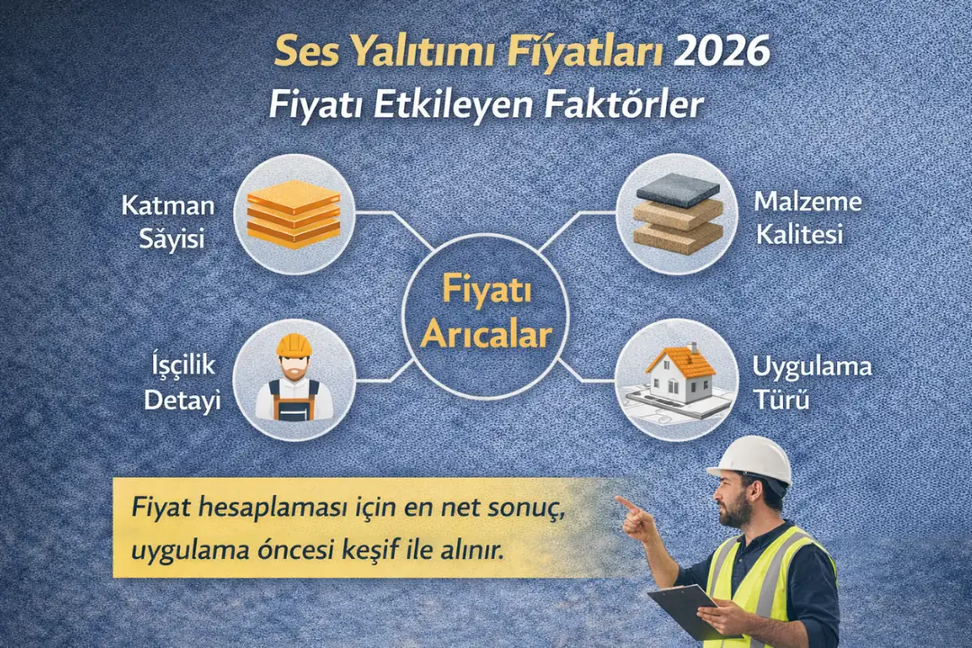 Ses yalıtımı fiyatını etkileyen faktörler katman sayısı malzeme kalitesi işçilik detayı ve uygulama türüne göre maliyet değişimi açıklaması