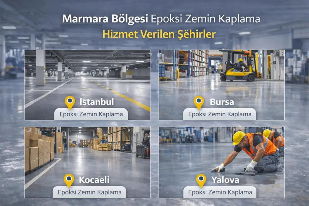 Marmara Bölgesi epoksi zemin kaplama şehirleri; İstanbul, Bursa, Kocaeli ve Yalova uygulamaları&nbsp;