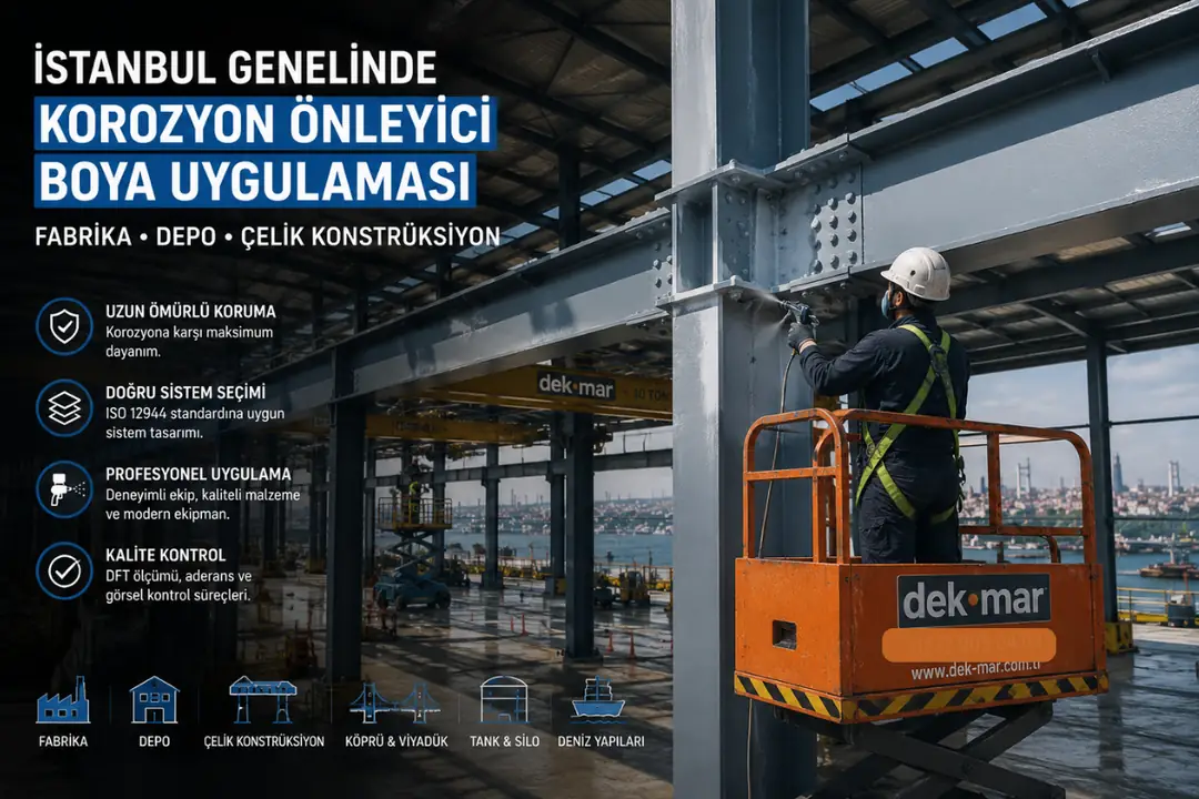 İstanbul sanayi tesisinde çelik konstrüksiyon boya uygulaması