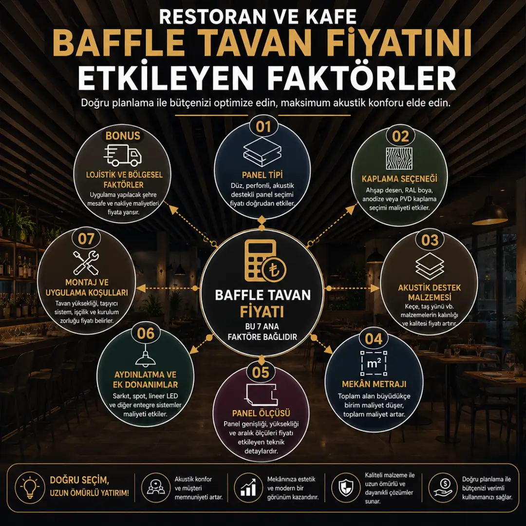 Restoran baffle tavan fiyatını etkileyen ana faktörler&nbsp;