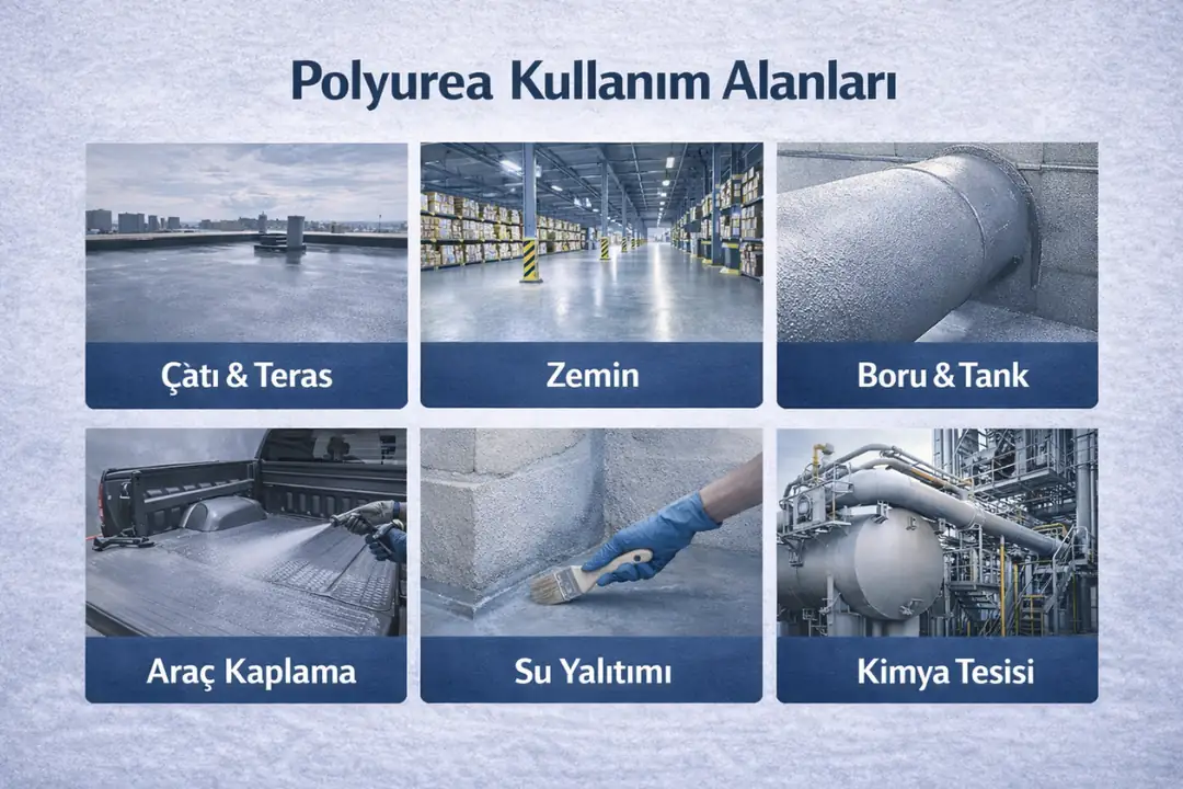 Polyurea kaplama sistemlerinin çatı, teras, havuz ve endüstriyel alanlardaki kullanım alanları&nbsp;