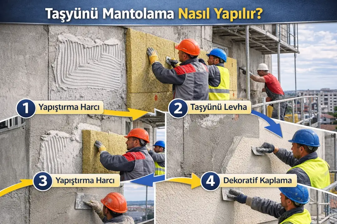 taşyünü mantolama uygulama aşamaları dış cephe yalıtım işlemi
