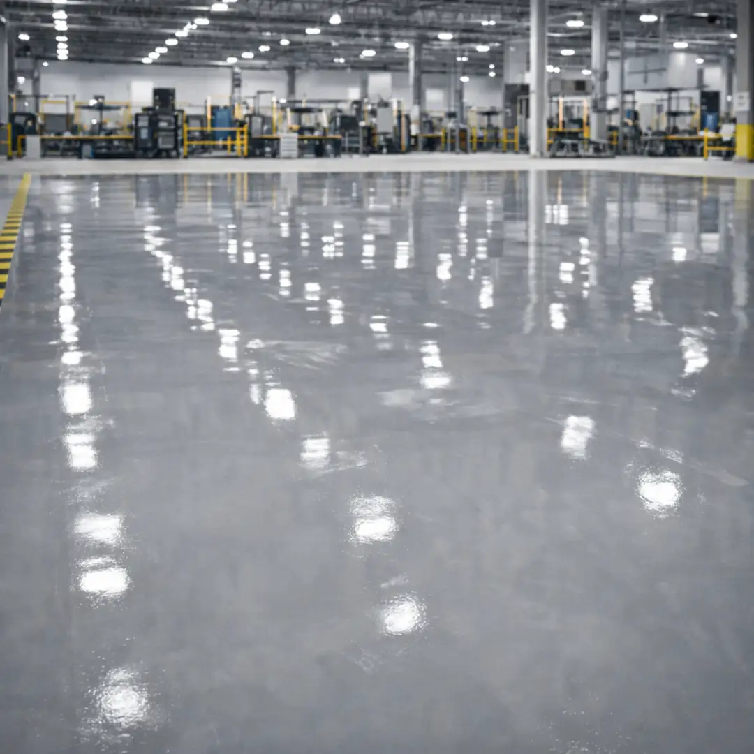 Tamamlanmış epoksi zemin kaplama endüstriyel fabrika alanı&nbsp;