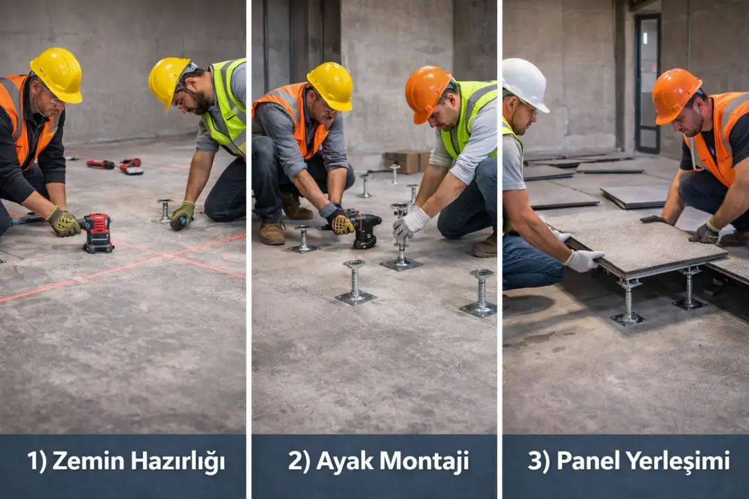 Yükseltilmiş döşeme uygulama aşamaları ve montaj süreci