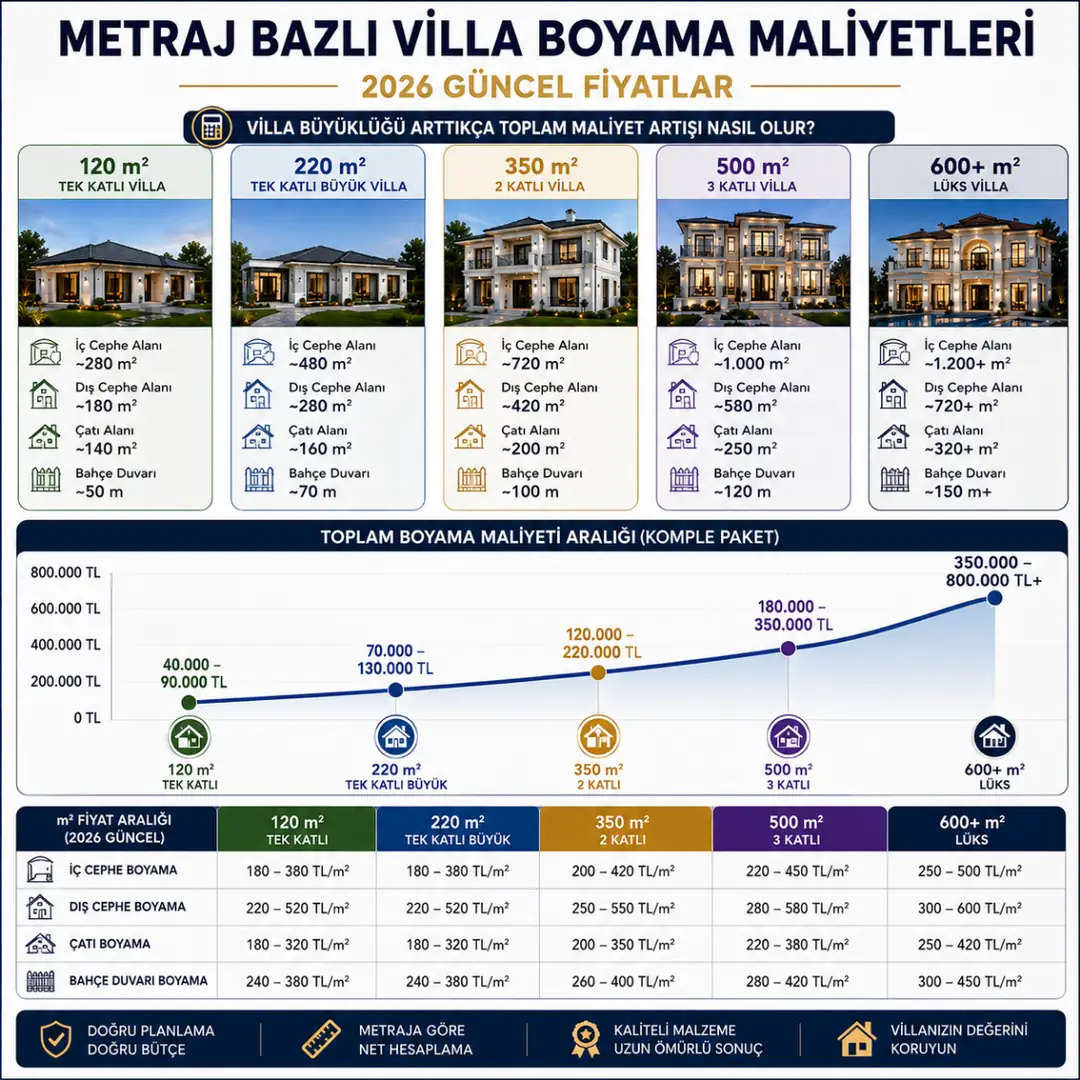 Villa boyama metraj bazlı maliyet hesaplama örnekleri 2026&nbsp;