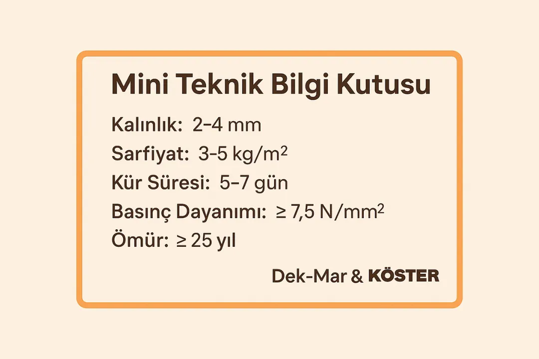 Asansör kuyusu su yalıtımı teknik bilgiler kutusu 