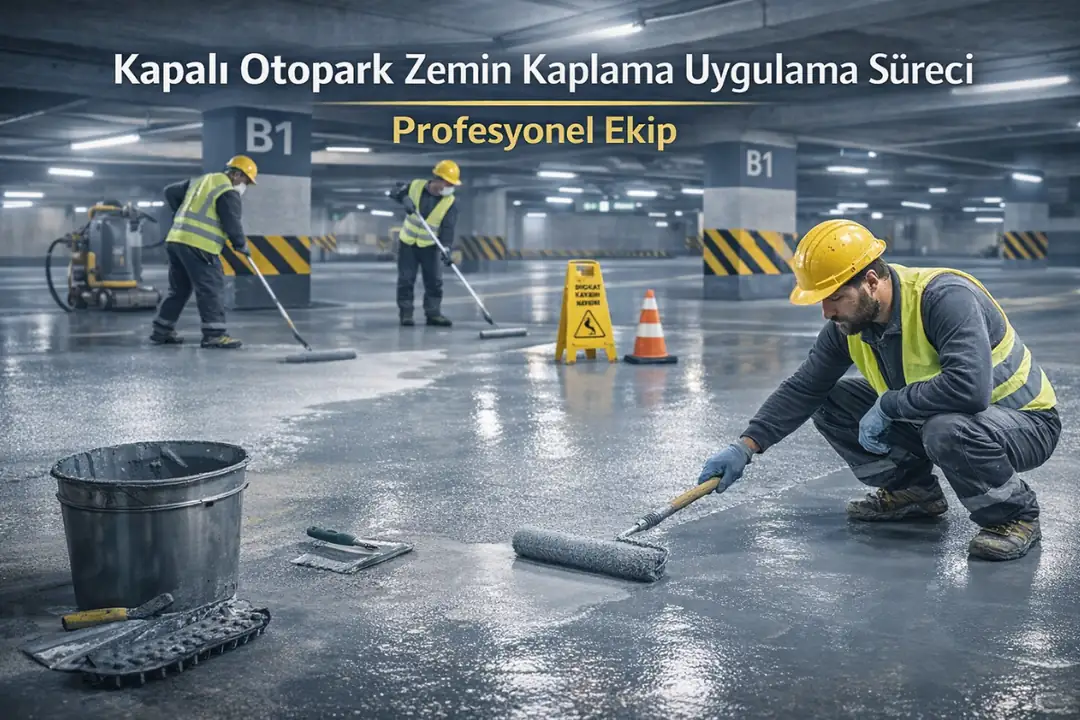 Kapalı otopark zemin kaplama uygulama süreci profesyonel ekip&nbsp;