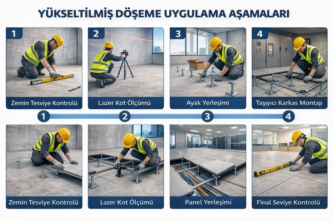 Ümraniye yükseltilmiş döşeme uygulama aşamaları montaj süreci