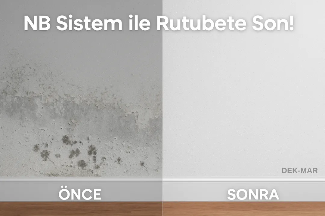 Temelden gelen rutubet öncesi ve sonrası – NB Sistem uygulamasıyla kuru duvar görünümü