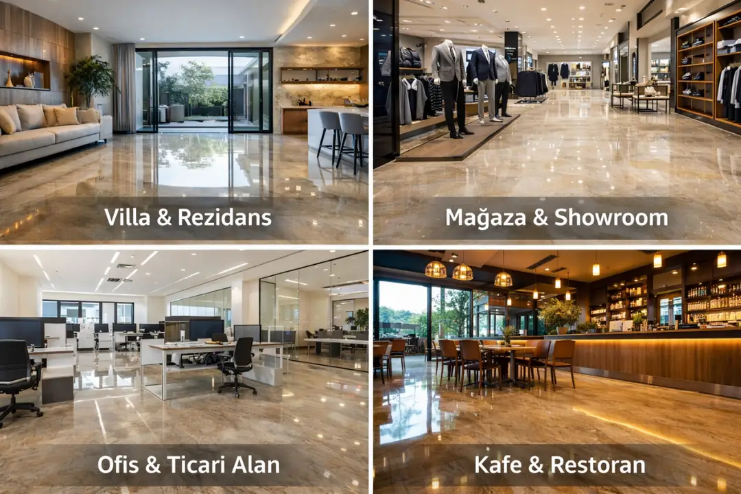 Şeffaf epoksi zemin kaplama kullanım alanları – villa, mağaza, ofis ve ticari mekânlar&nbsp;