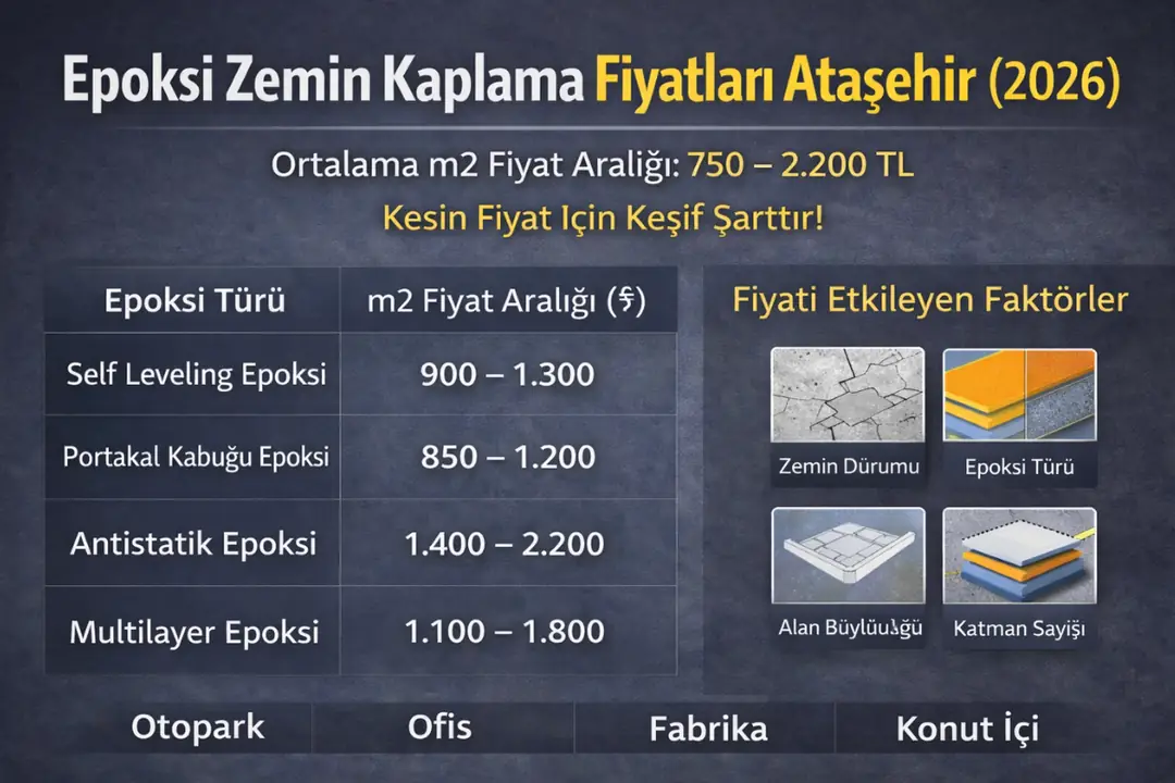 Ataşehir epoksi zemin kaplama m2 fiyatları 2026