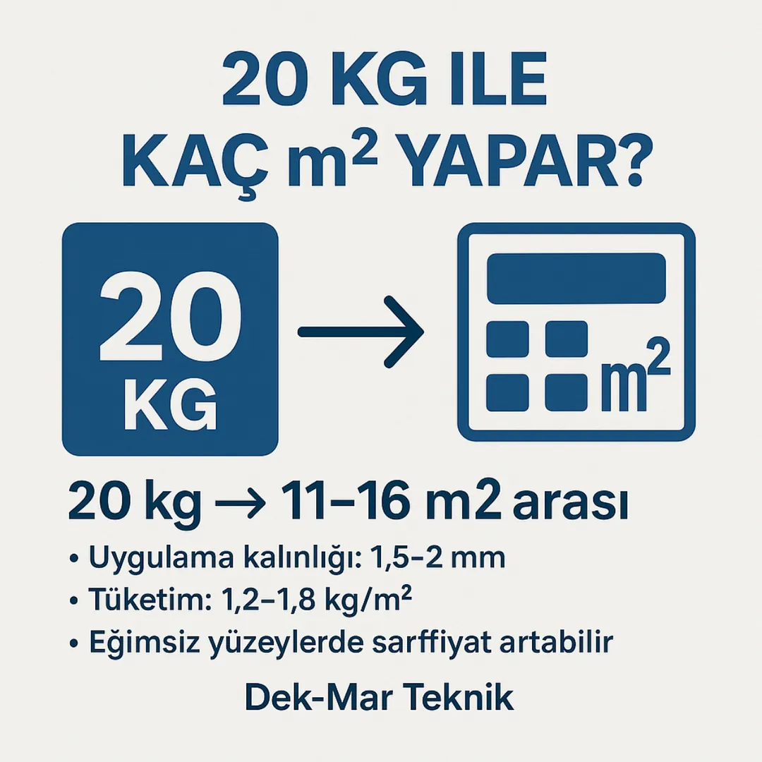 20 kg teras yalıtım malzemesi ile kaç m2 yapılır – tüketim hesabı – Dek-Mar Teknik